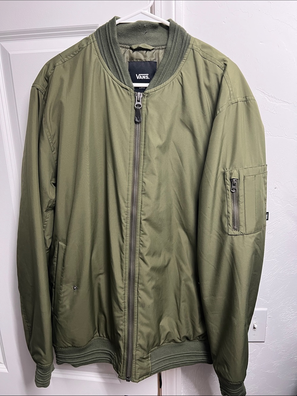 Vans Olive Bomber Jacket with Ribbed Collar
